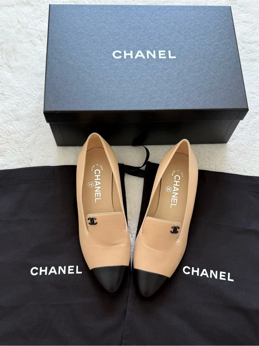 NEW!!! CHANEL women loafers black/beige size 36 EU Authentic Retail 900$